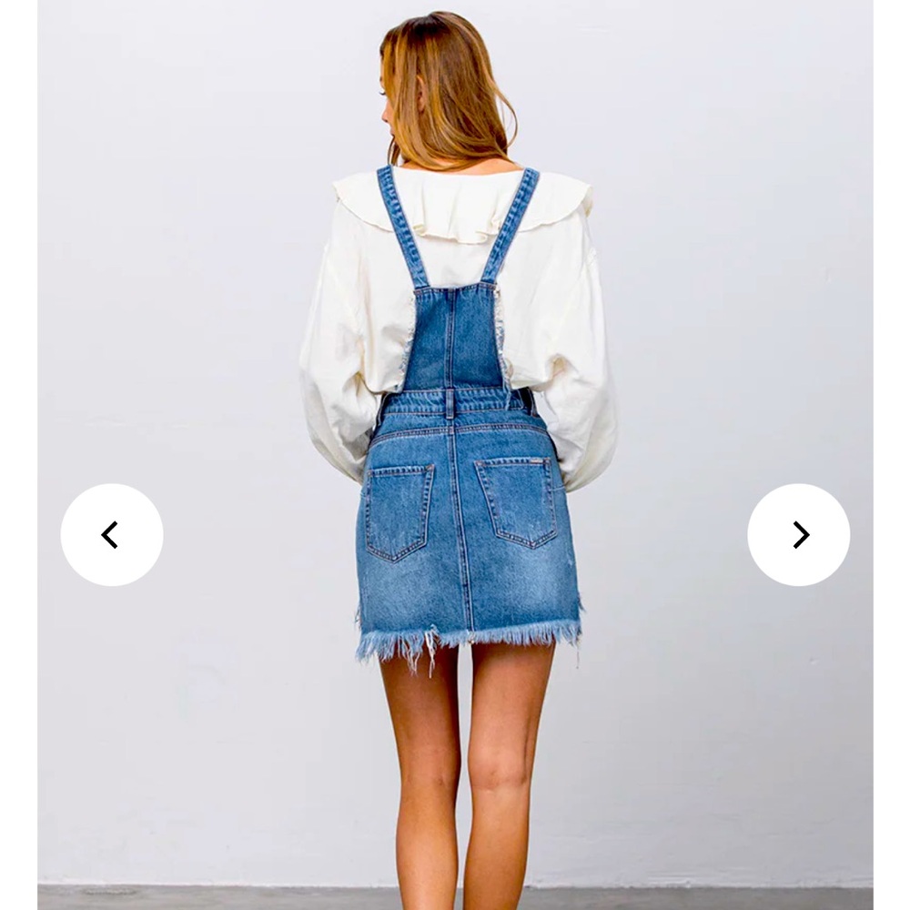 Insane Gene Simple Day - Frayed Detailed Denim Overall
Mini Dress Size Large - Picture 11 of 12